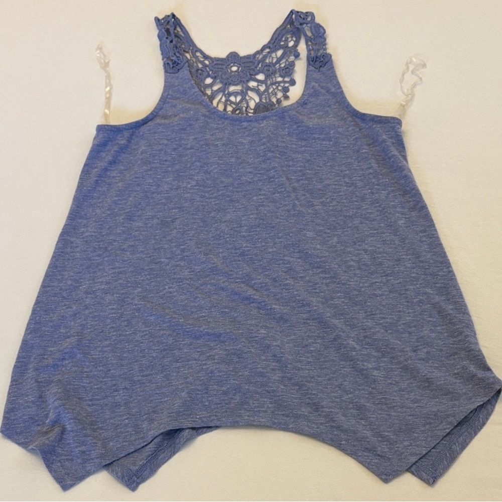 American Rag Heather Blue Tank Top with Lace Back